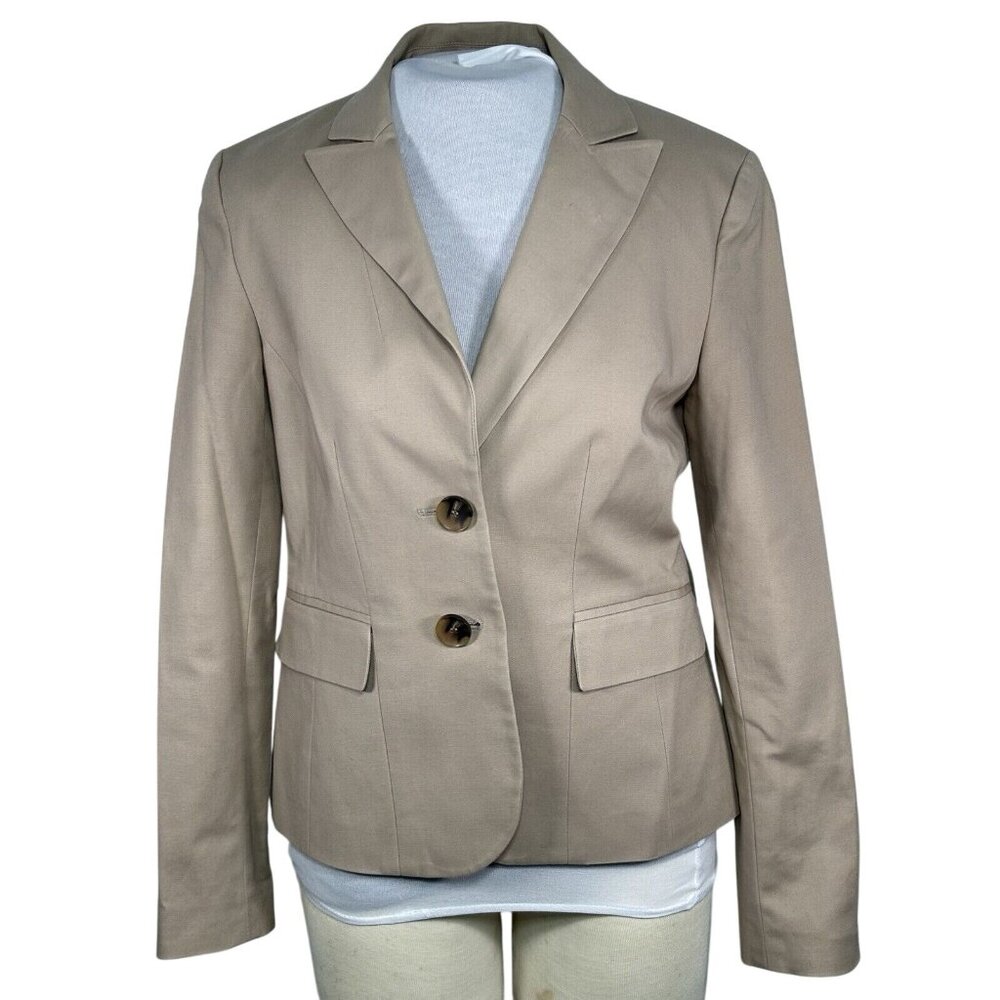 Jones Studio Womens Blazer Size 8 Beige Cotton Blend